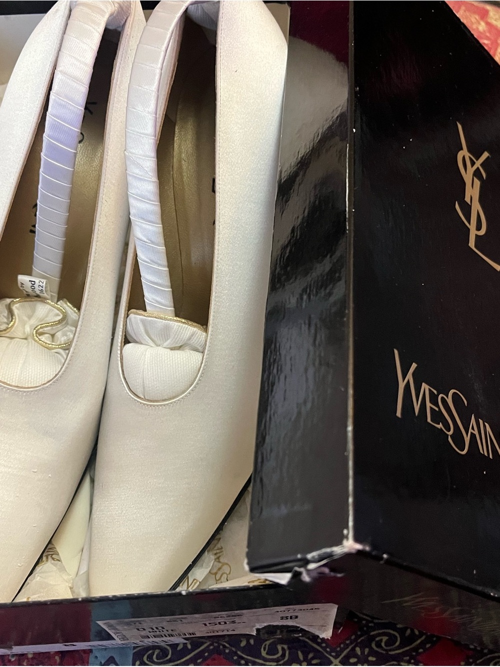 Yves Saint Laurent White Satin Gala Shoes - Picture 4 of 6